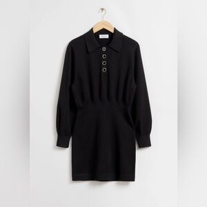 EUC & Other Stories Knitted Black Polo Sweater Dress. Size Medium.